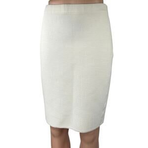 Rebecca Minkoff Amelia White Ribbed Knit Straight Pencil Knee Length Skirt Sz M